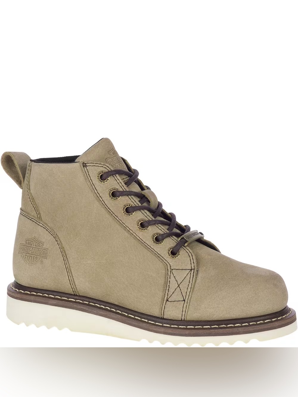 Harley-Davidson Women’s Beige Leather Lace-Up Moto Ankle Boots